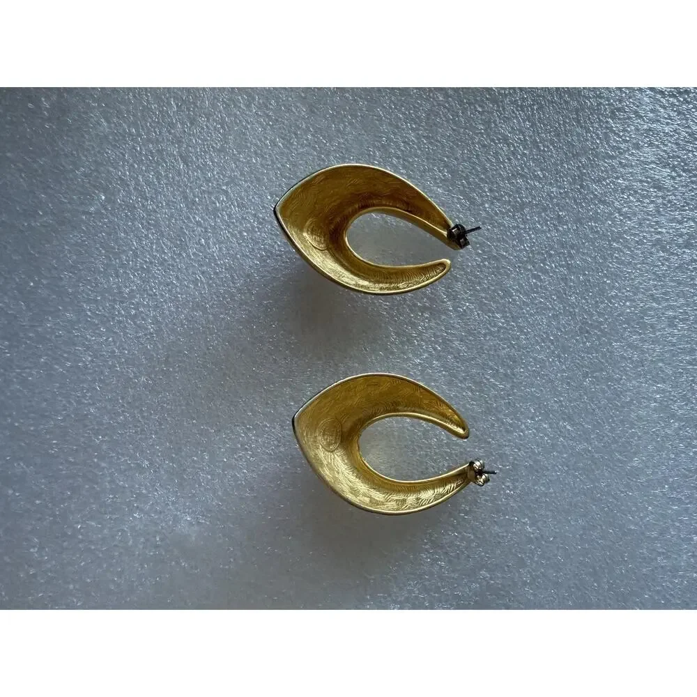 VTG Givenchy satin gold-tone open teardrop Pierced